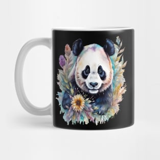 Fantasy, Watercolor, Panda Bear With Flowers and Butterflies Mug